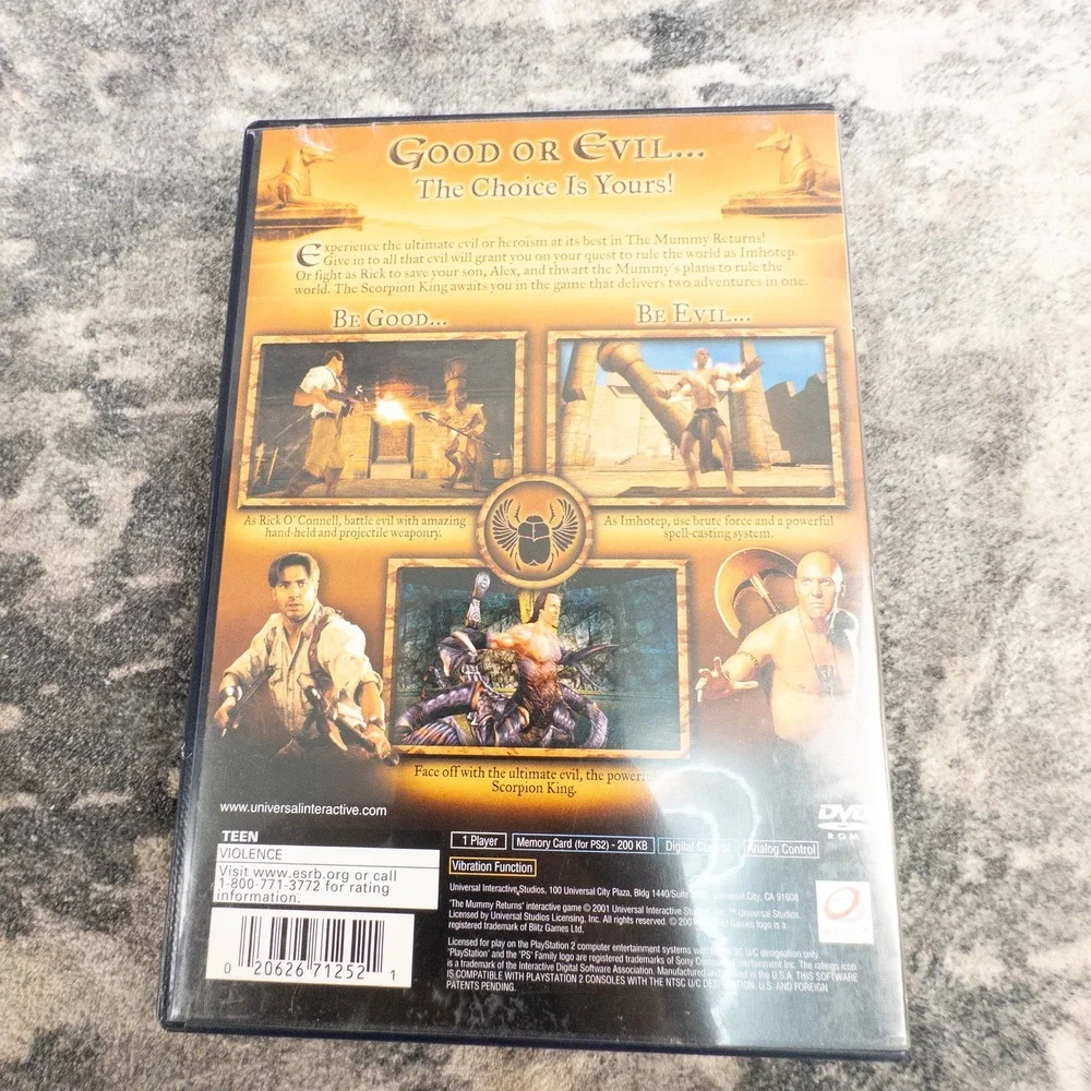 The Mummy Returns PlayStation 2 PS2 Action Adventure Movie Tie In Brendan Fraser